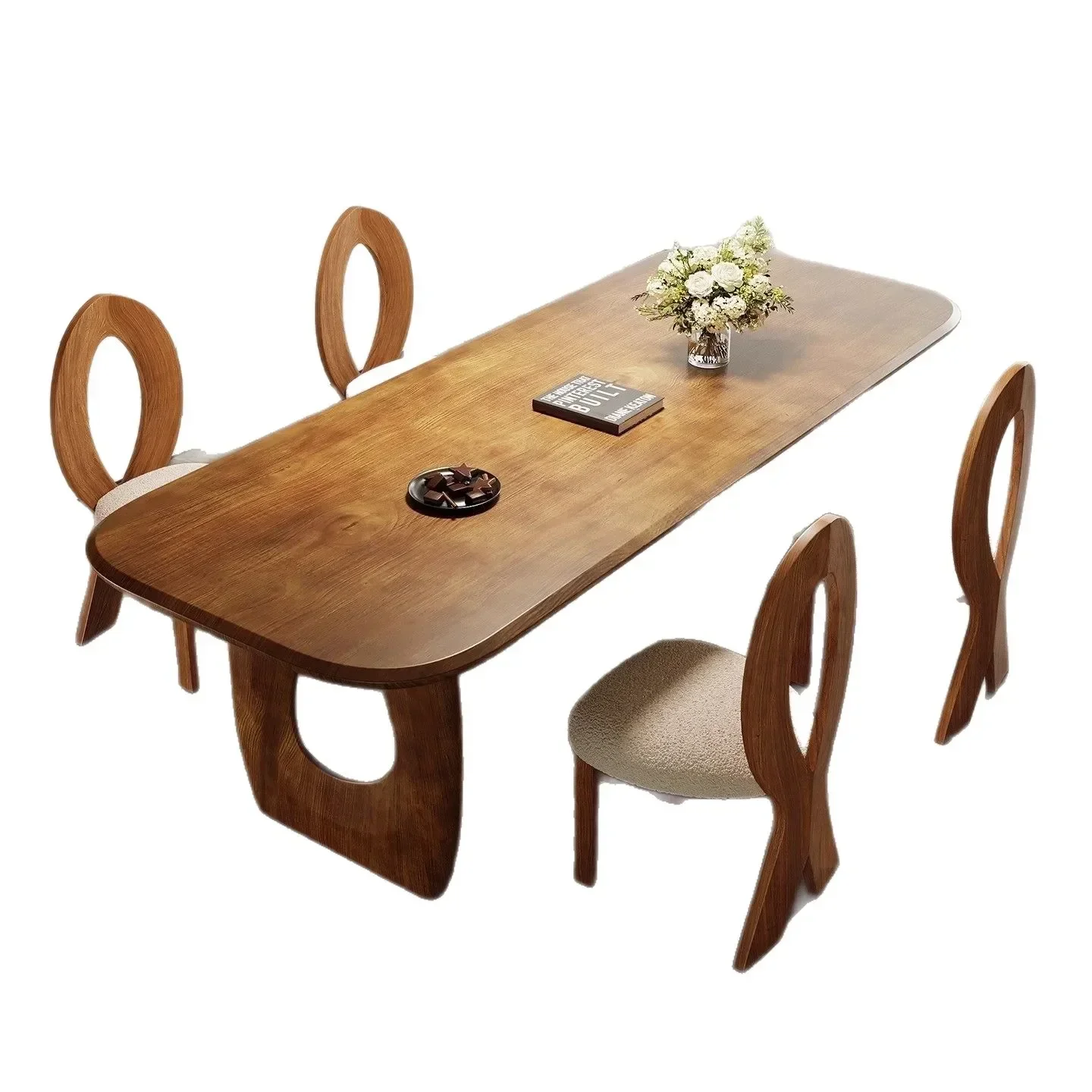 DSA  all-solid wood creative dining table and chair combination home eating meal book integrated oval long
