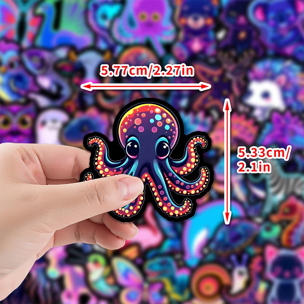 10/30/50pcs Cute Cartoon Neon Light Animal Stickers Aesthetic Graffiti Decals for Motorcycle Suitcase Laptop Sticker Classic Toy