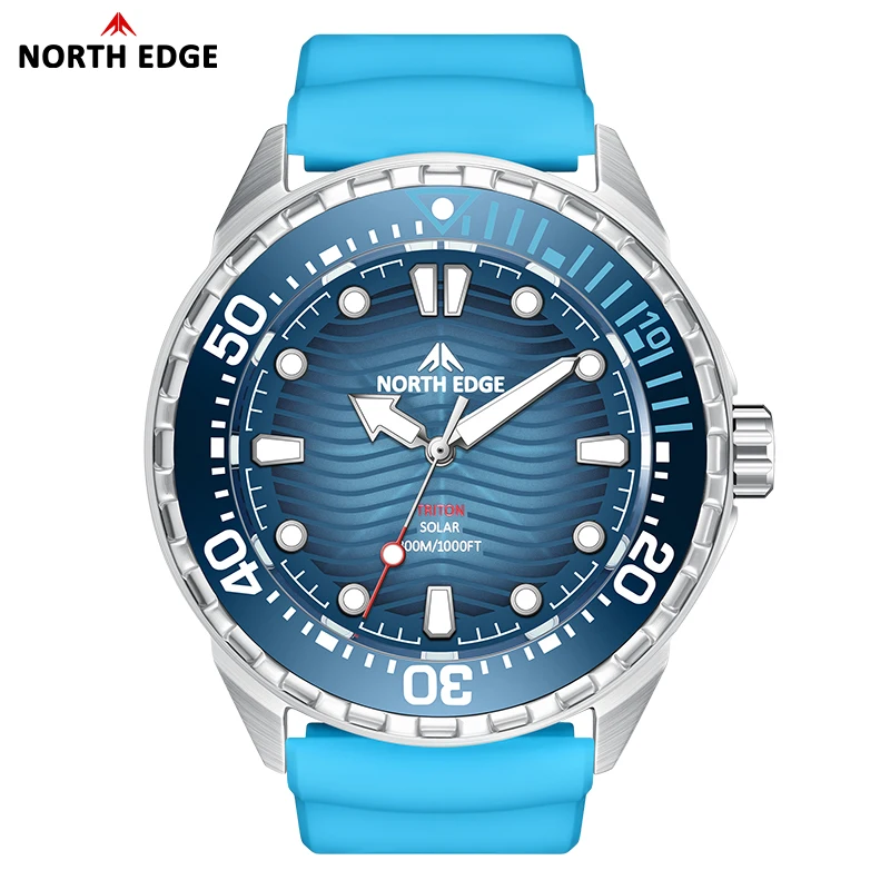 NORTH EDGE 2025 New TRITON Solar Powered Dive Watch Men Luxury Quartz Watches For Men 316L Stainless Steel Case Waterproof 300M image 3