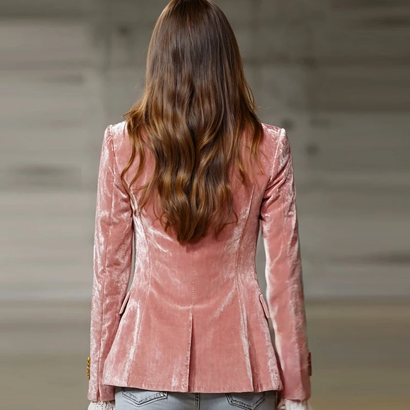 Fashion Turn Down Collar Long Sleeve Velvet Coat Women Autumn Winter Jackets For Women Blazers Female Elegant Button Outerwear