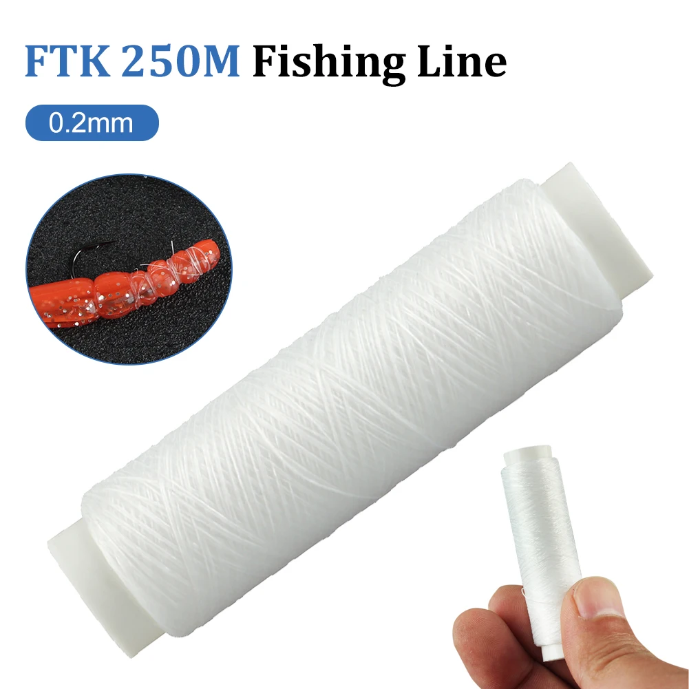 FTK ไนลอนยืดหยุ่นเหยื่อสายตกปลาด้ายตกปลาทะเลผูกวัสดุ 0.2 มม.250 M ต่อ SPOOL ยืดที่มองไม่เห็นสายตกปลาทะเล