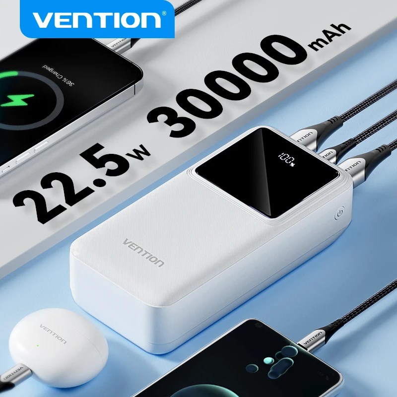 Vention 30000mAh Power Bank 22.5W PD Fast Charge Portable PowerBank for iPhone 15 Pro Max Xiaomi Huawei Portable Battery Charger