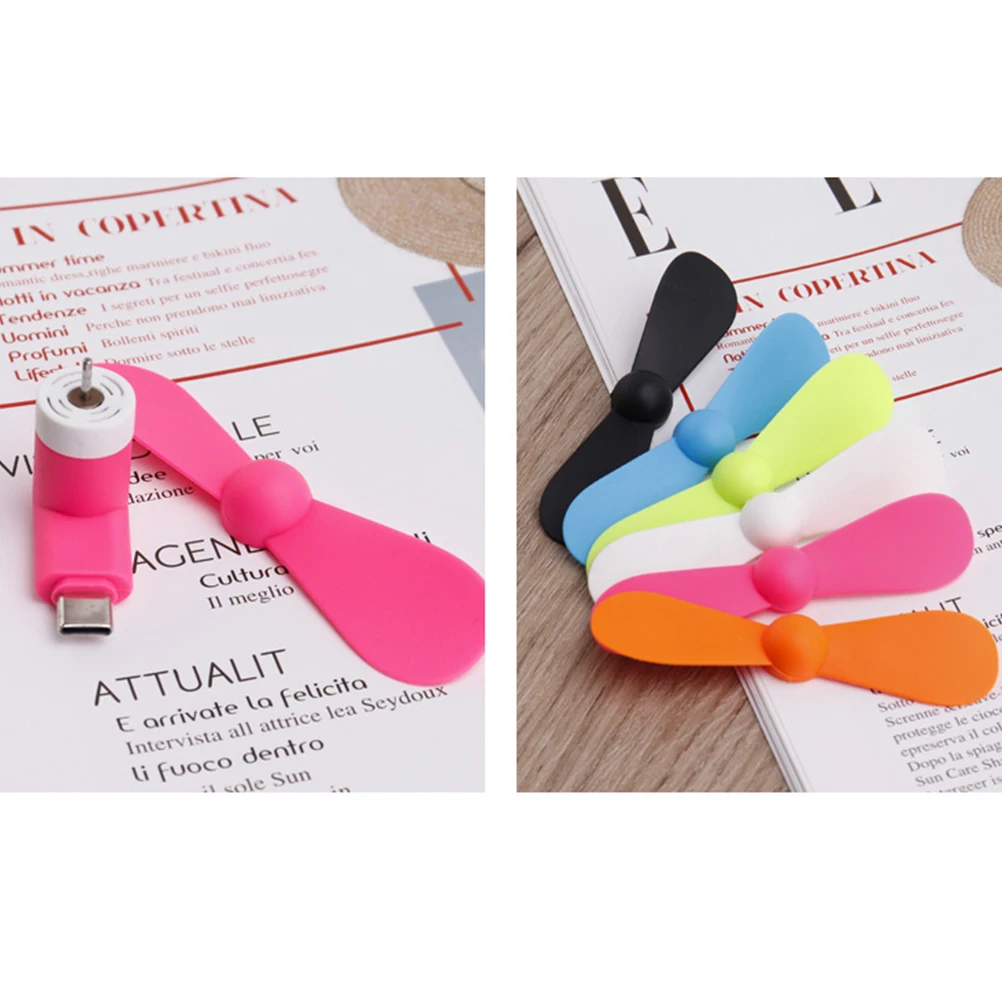 

6pcs Phone Mini Fan Type-C Smartphone Fan Portable USB Cooling Fan for Travel Bus Subway (Mixed Color)