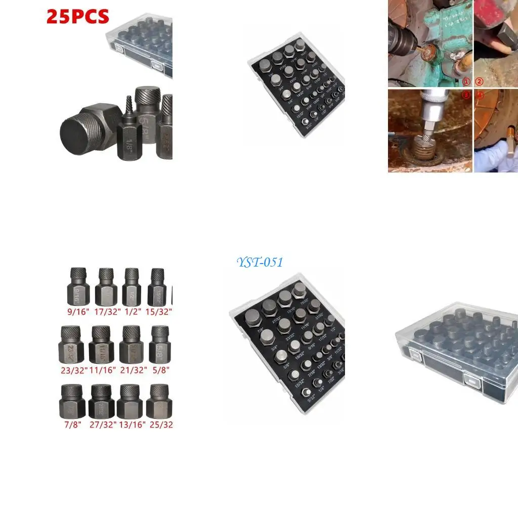 

E15A 25PCS Heat-treated Screw Extractor Easily and Quickly Remove Tools Easily Remove Stripped Screws Hexagonal Head