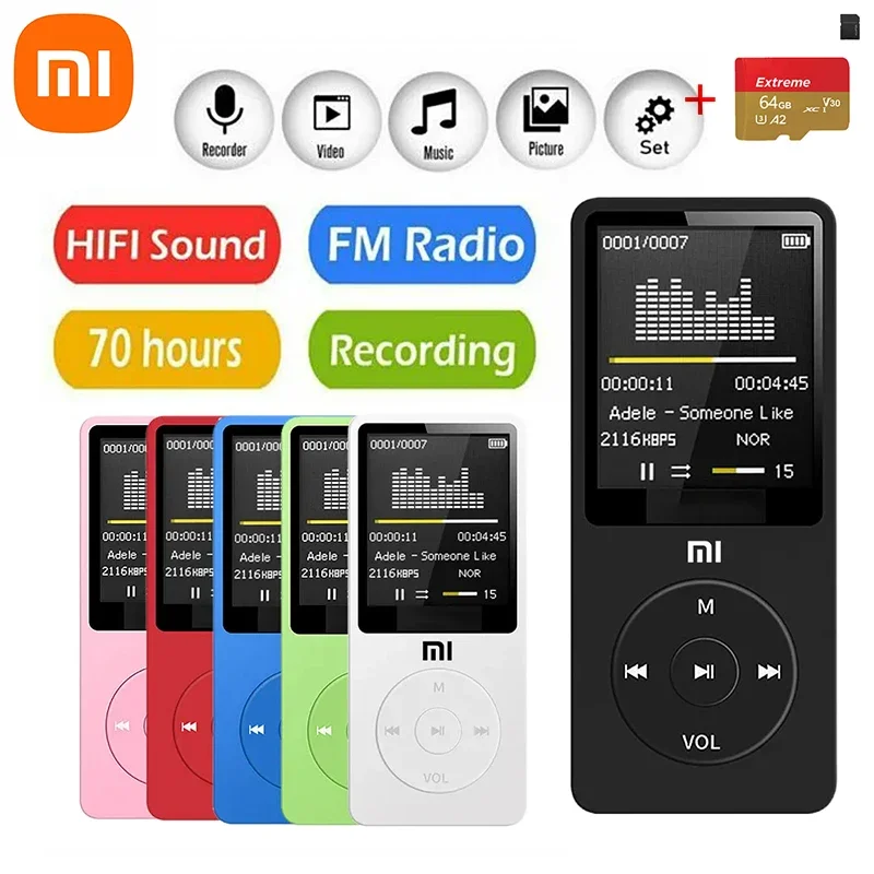 مشغل موسيقى MP3 بدون فقدان من شاومى ، محمول ، راديو FM ، خارجي ، نحيف للغاية ، MP4 ، رياضي ، جهاز استماع ، مسجل ، صورة ، Viewe