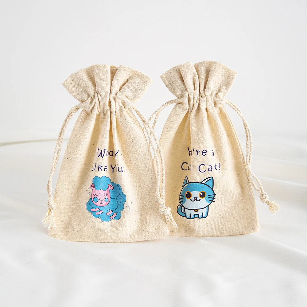 10 Stück Valentinstag Musselin Leckerli Tasche Sackleinen Leinwand Baumwolle Kinder Klassenzimmer Austausch Preise Beutel Süßigkeiten Geschenk Schmuck Tasche – Detail 6