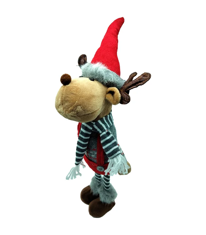 Tradineur-reindeer doll with Christmas clothes-made of polyester-decoration for Christmas season-45x20x13 cm