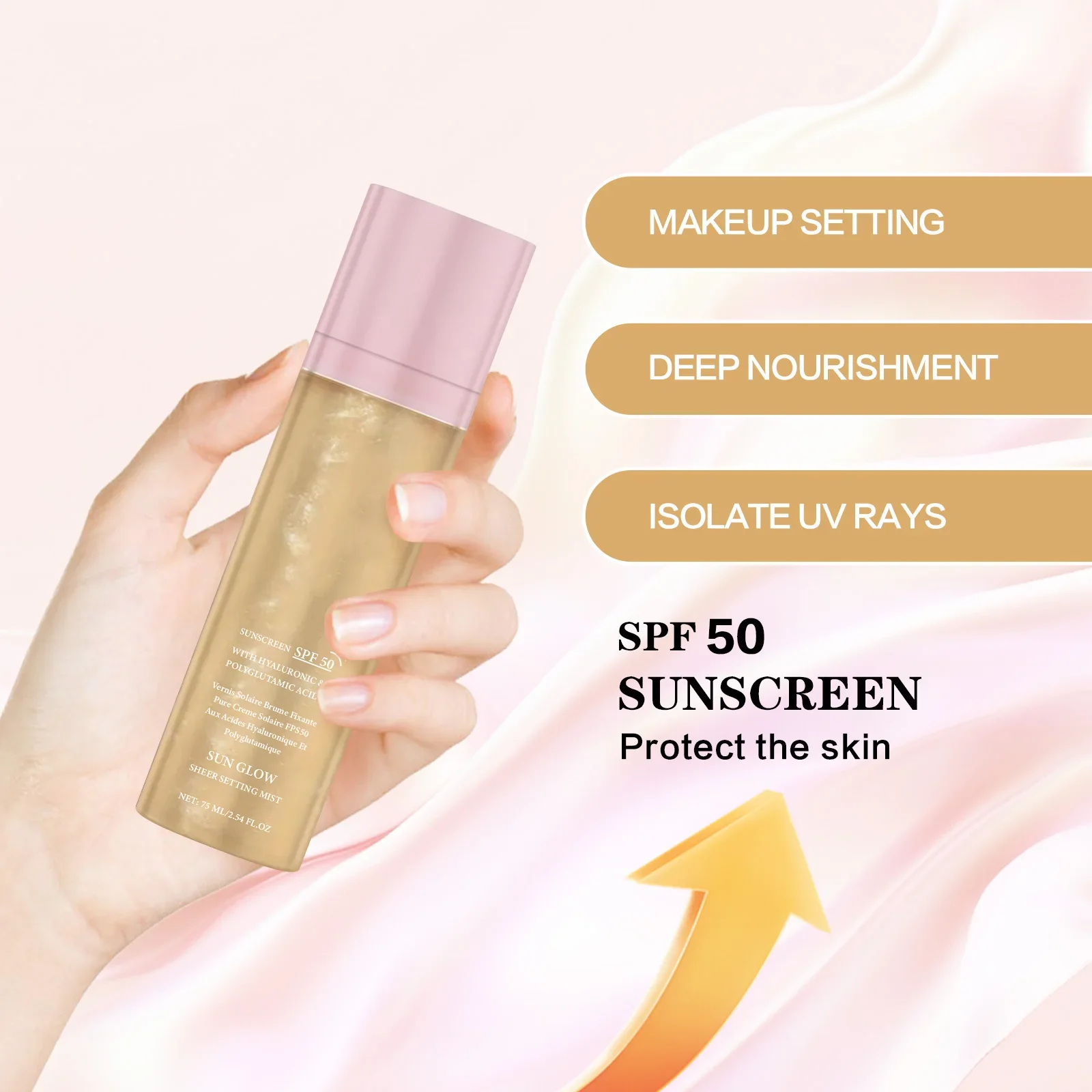 Spray de réglage de maquillage SPF50 +, contrôle de l'huile, longue durée, mat, naturel, Non gras, imperméable, fixateur de Formation de Film rapide, Spray de maquillage