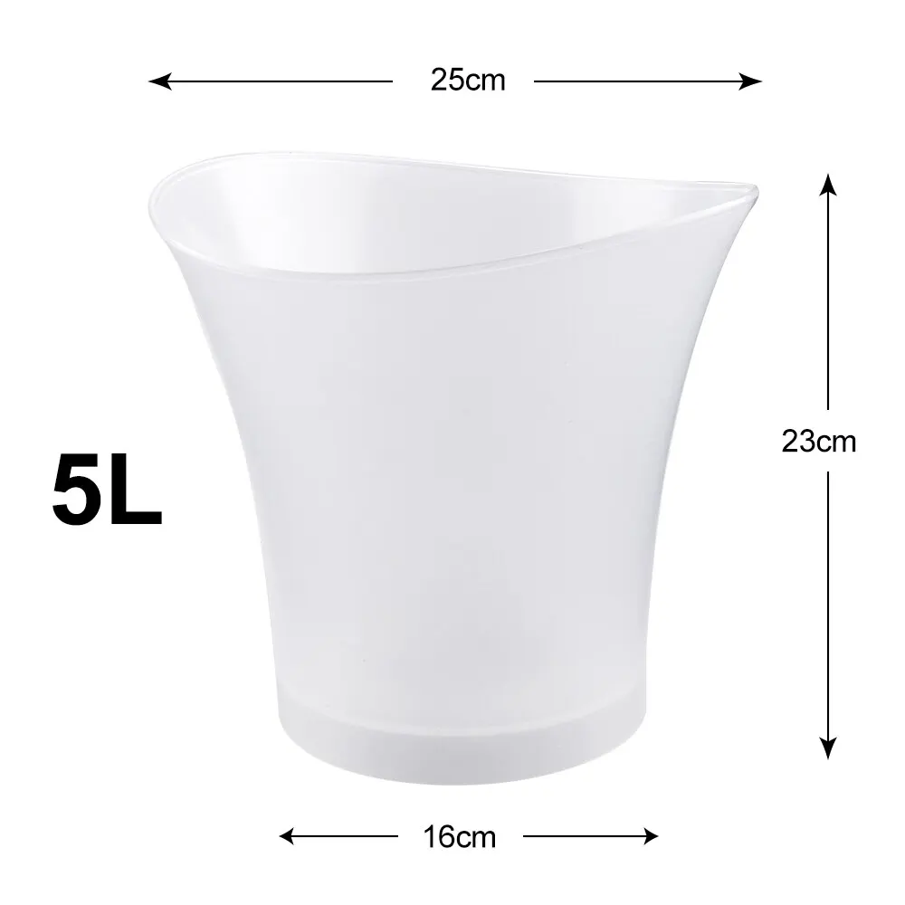 5L 6 Color LED Ice Bucket Waterproof Plastic Light Up Champagne Beer Buckets For Bars Nightclubs Night Party