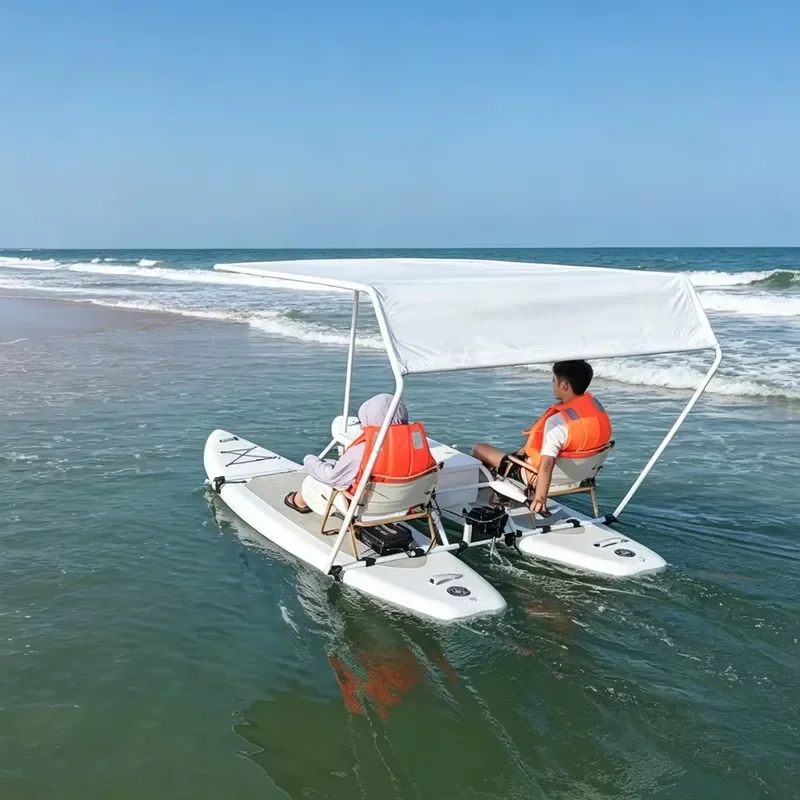 Electric PVC Inflatable Catamaran Boat Double SUP Two-Person Stable Durable for Lakes and Oceans