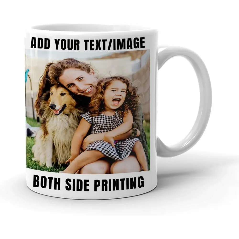 

Personalized Coffee Mug with Photo Design Text Logo Customized Mugs Cups Gifts for Birthdays Anniversaries Weddings 11oz White M