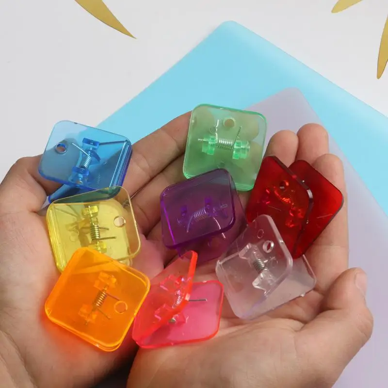 1/5pcs Kawaii Square Paper Clips Transparent File Documents Binder Clip Index Page Holder Ticket Clamp Planner Bookmarks Office
