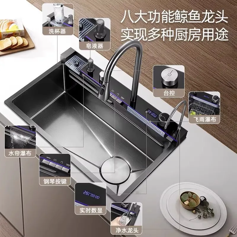Kitchen water wholesale vegetable basin 304 stainless steel large single thickened household dishwasher under the counter