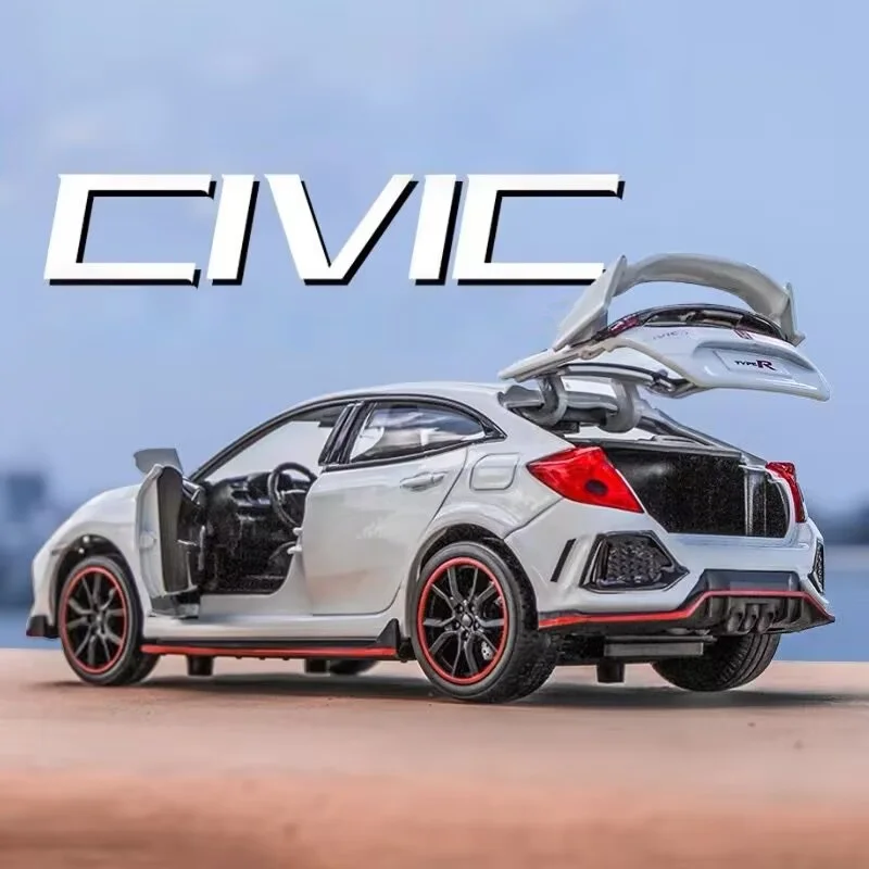 

1:32 HONDA CIVIC TYPE-R Alloy Car Model Diecasts & Toy Vehicles Metal Sports Car Model Sound and Light Collection Kids Toy Gift