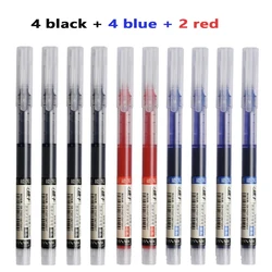 Bolígrafo de Gel líquido recto de secado rápido, tinta negra y azul de gran capacidad de 0,5mm para escribir, suministros de papelería para escuela y oficina, 3-5 uds.