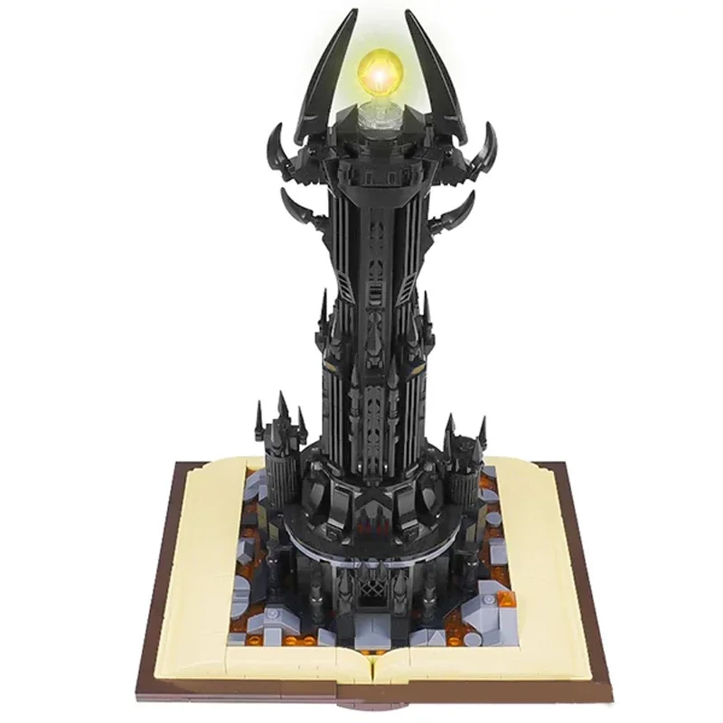 969PCS  Lords Rings Building Blocks Magic Movie Gastle on Book Sauron Eye Model LED Assemble Brick Collection Toy Boy Kids Gifts