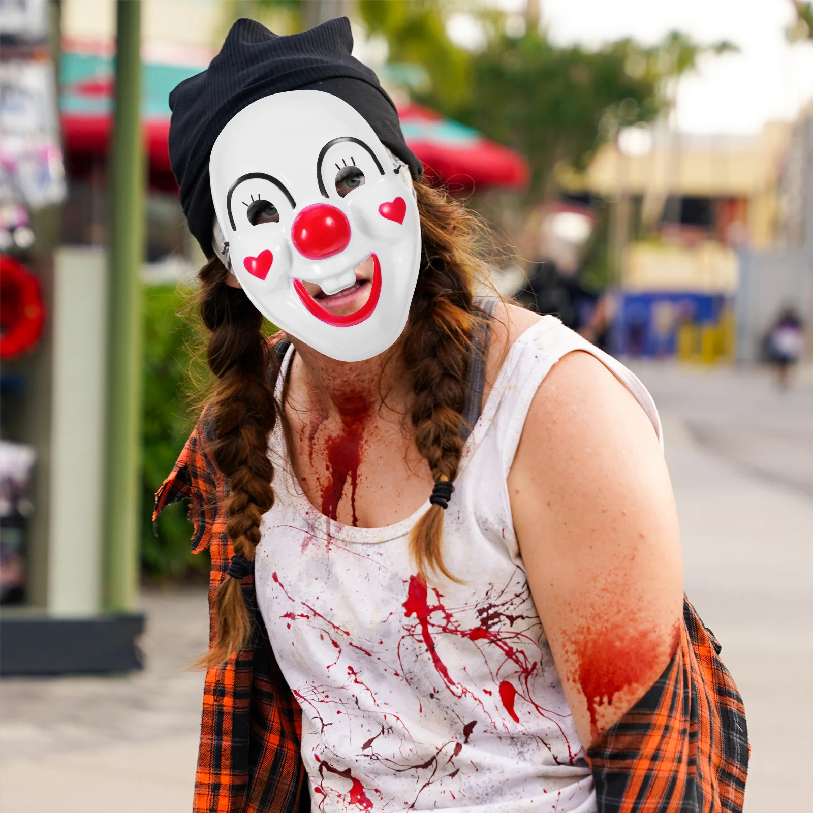 

2pcs Clown Mask Halloween Party Masquerade Costume Adjustable Strap For Adults Cosplay Prop Accessory