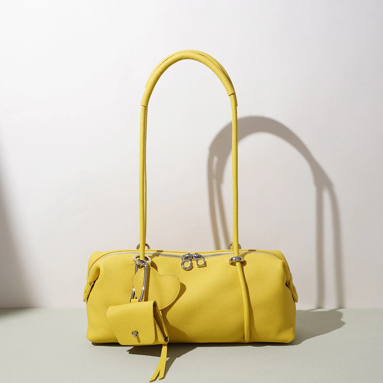 2026 Summer New Arrival Genuine Top Grain Cowhide Boston Bag, Large Capacity Premium Underarm Shoulder Bag for Daily Casual Use