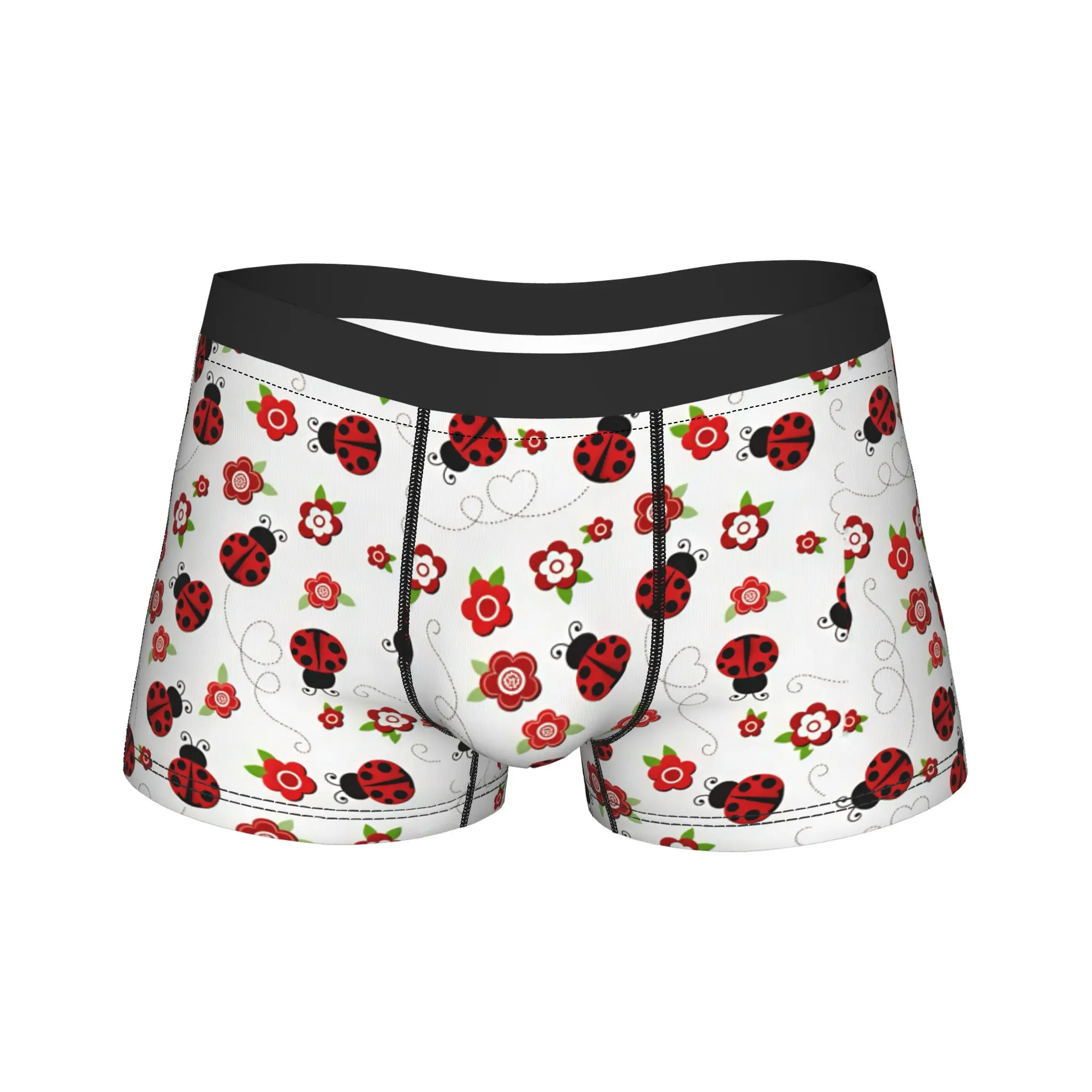 Ladybug Flower Doodle Heart Line Underwear  Pattern Trunk Trenky Men Panties Novelty Shorts Briefs Gift