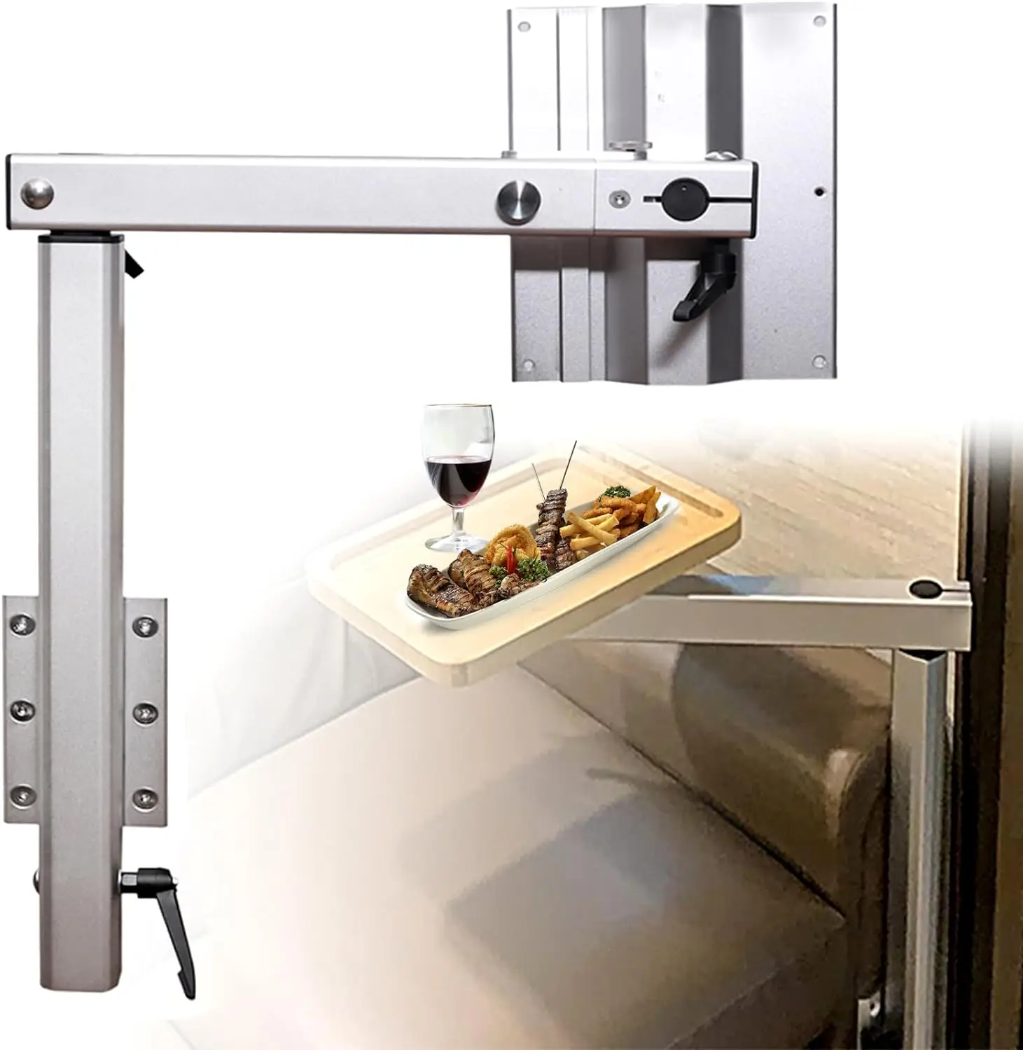 HWHongRV Premium Aluminum Alloy Upgrade RV Table Leg Bracket High Interior RV Folding Table Top With Swivels 360 Degrees