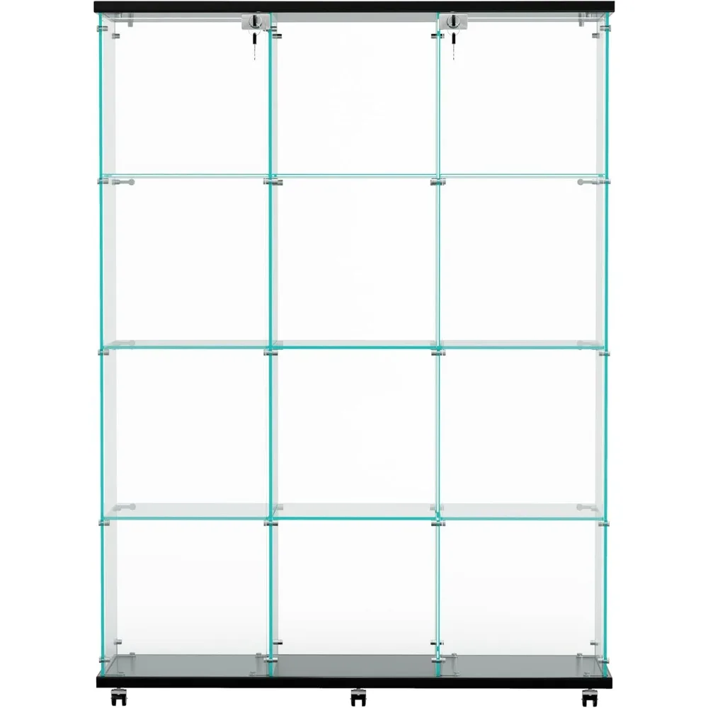 Glass Display Cabinet with Doors,Glass Curio Cabinet for Architecture/Model/Toys/Collection Display,4 Shelves Display Case