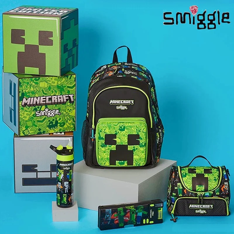 Genuine Australian Smiggle School Bag para crianças, mochila de almoço estudantil, lancheira, carteira, estojo de lápis, copo de água, papelaria