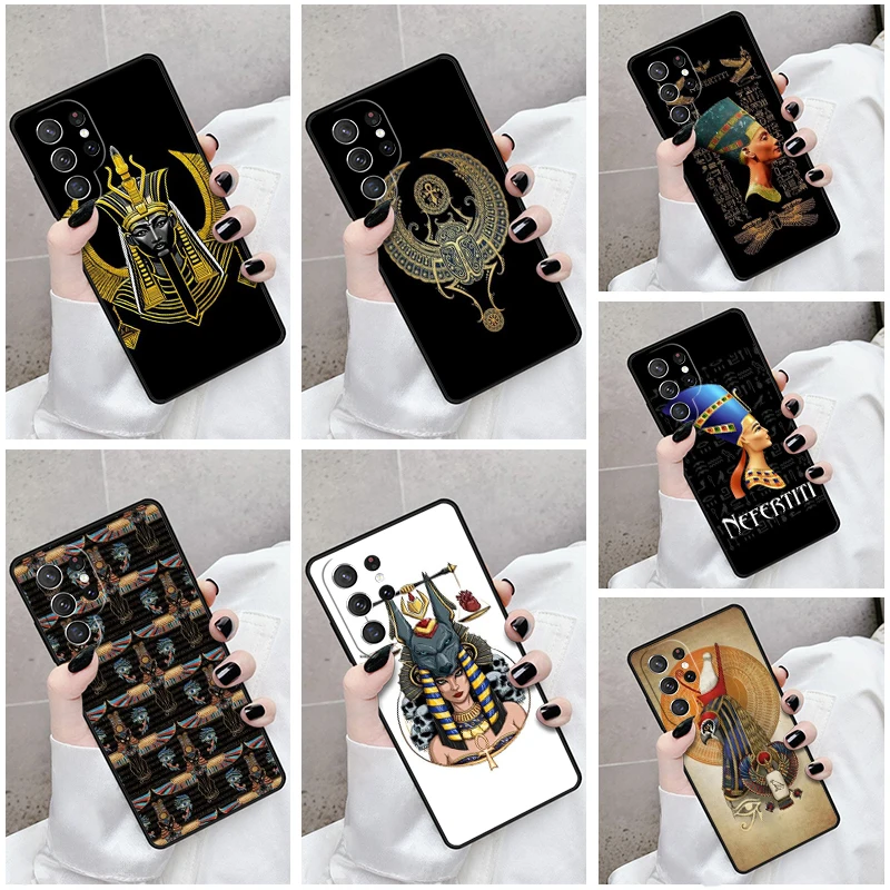 Phone Case For Samsung Galaxy S24 S23 S21fe S22 Ultra Plus Note 20 S8 S9 S10 Cover Golden ANKH Symbol Key of Life Ancient Egypt