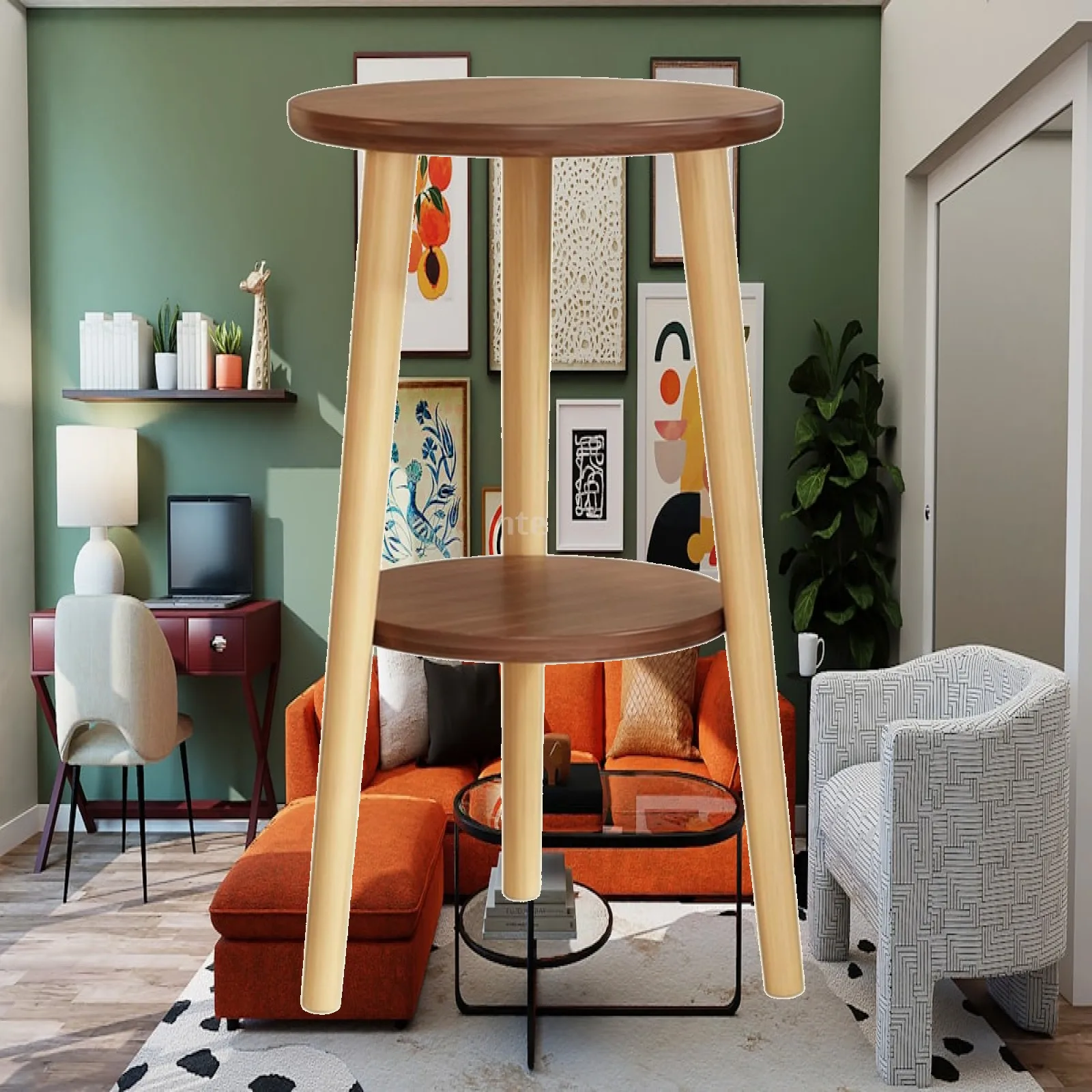 Freestanding Plant Stand with Circular Shelves Long-Lasting Two-Tier Plant Stand Floor Standing Shelf Elegant Stylish