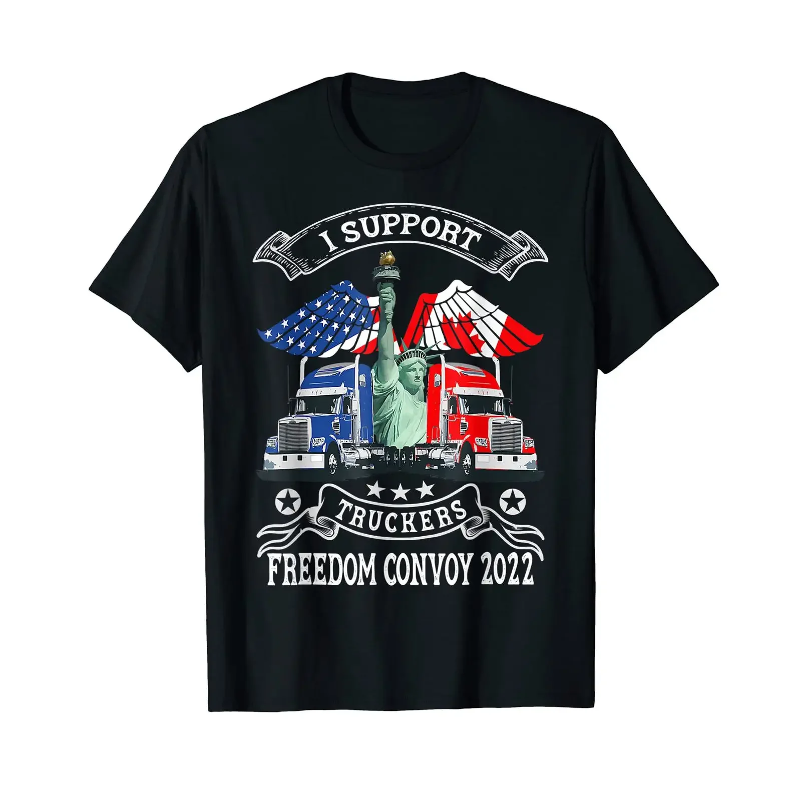 I Support Truckers Freedom Convoy 2022 T Shirt vintage Washed Casual designer clothes fashion Unisex Versatile