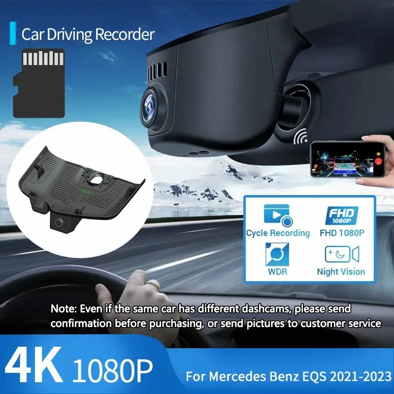 4K 1080P Car Road Record Dash Camera Driving Night Vision Camera Video Recorder for Mercedes Benz EQS 450 580 2022 2023 2024