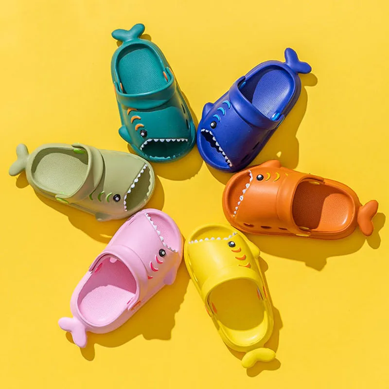 Children Sandals Kids Cartoon Shark Summer Toddler Boys Girls Soft Sole Baby Shoes Anti-Slip Slippers