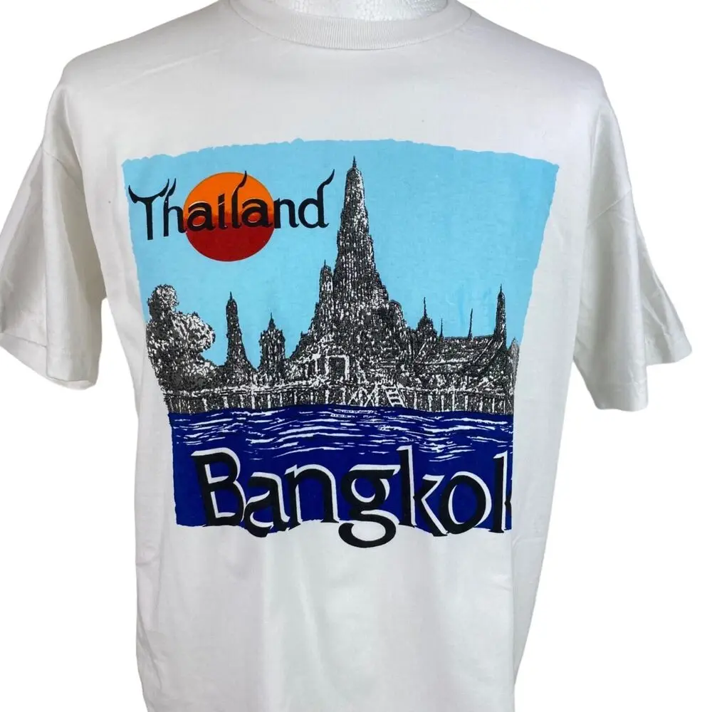 Thailand T Shirt White Graphic Large Tourist Holiday Hipster Y2k Oversized