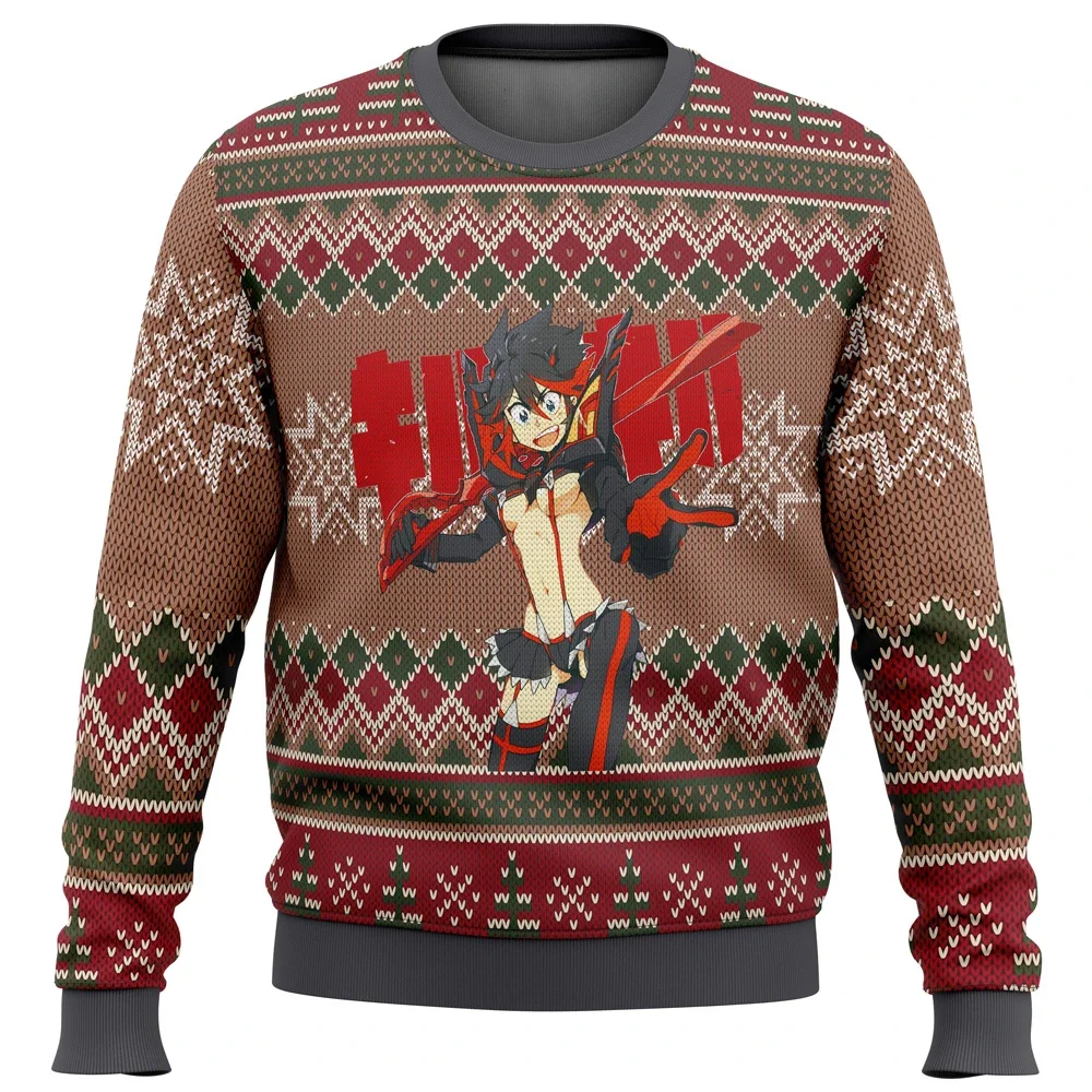 2024-2025Kill La Kill Ugly Christmas Sweater Gift Santa Claus Pullover Men 3D Sweatshirt And Top Autumn And Winter Clothi100-7XL