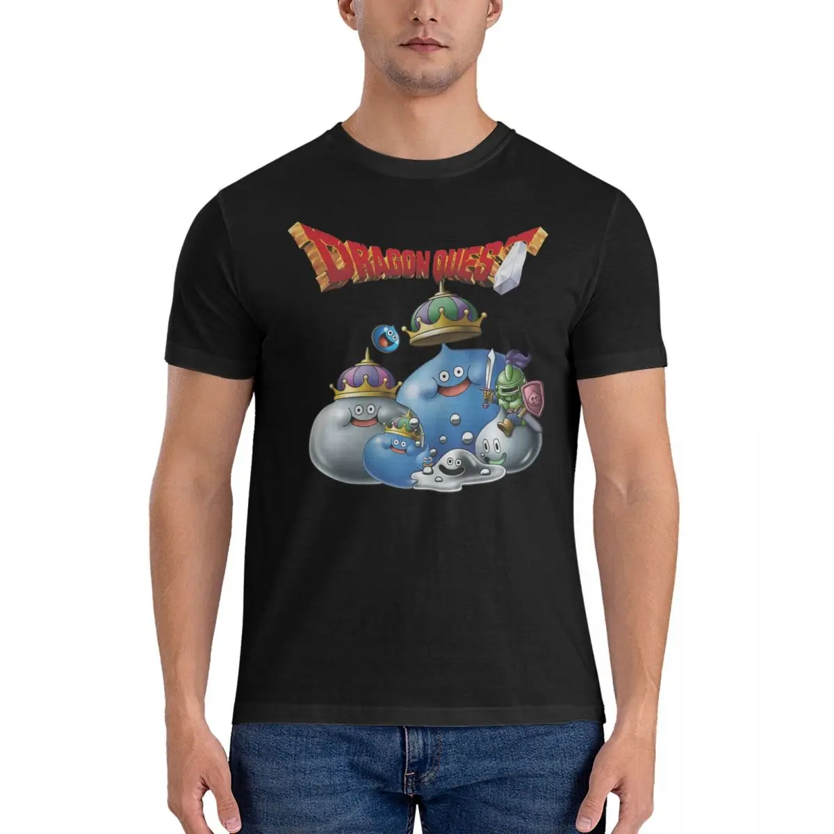 Camiseta de lodo Dragon Quest masculina, camiseta casual, manga curta, gola redonda, puro algodão, tops de ideias de presente