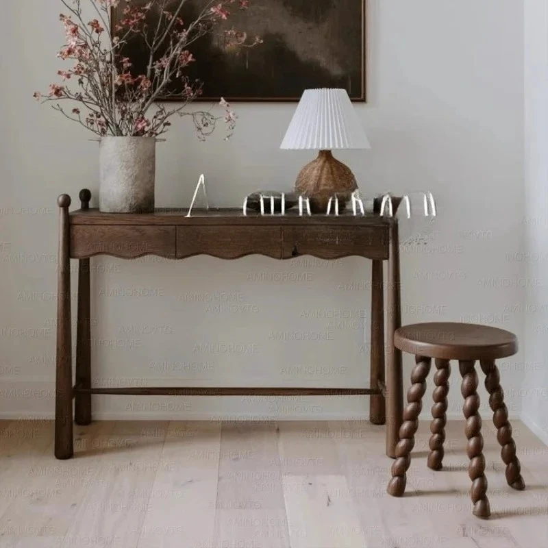 

Стол из цельного дерева в средневековом стиле, письменный стол, французский ретро-стол для макияжа для спальни, арт-стол Xuanguan 5203