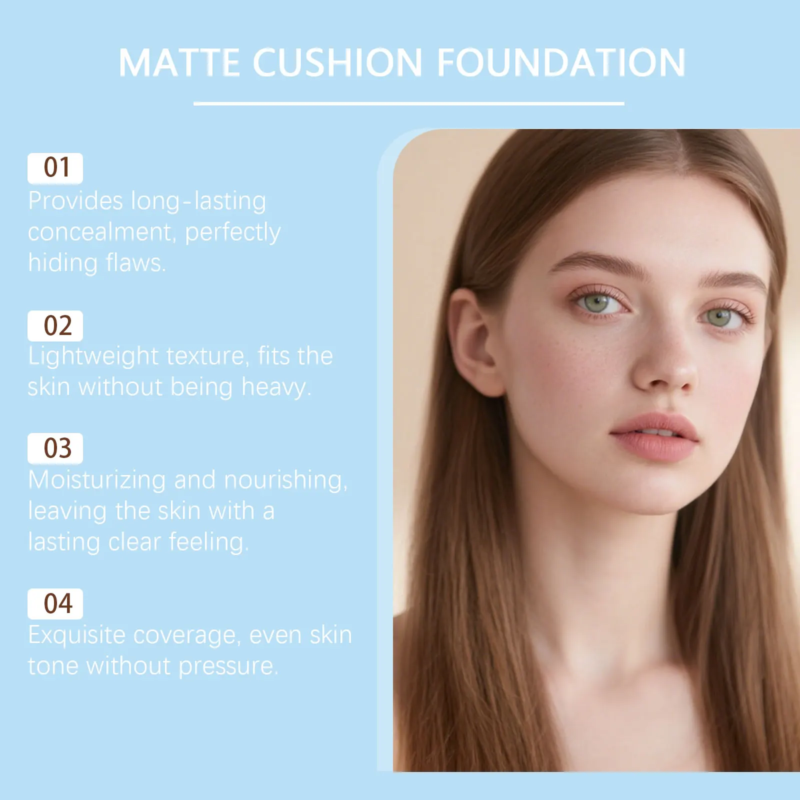 

Ivory White Matte Concealer Cushion: Hydrating, Lightweight, Blendable, Natural Coverage, Brightening, Long-Lasting