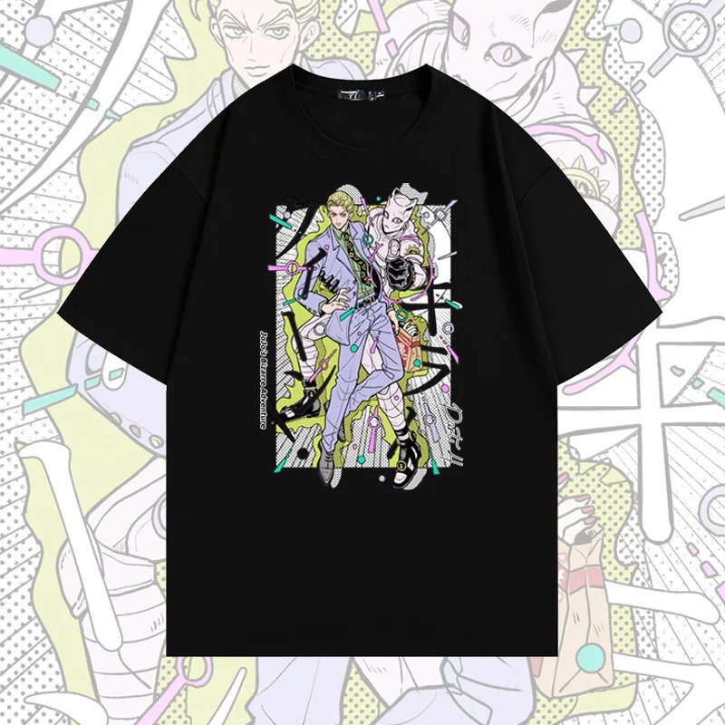 

JOJO's Fantastic Adventure T-shirt Impermeable Brick Kira Kiyoshi Killer Queen Men's short sleeve couple T-shirt