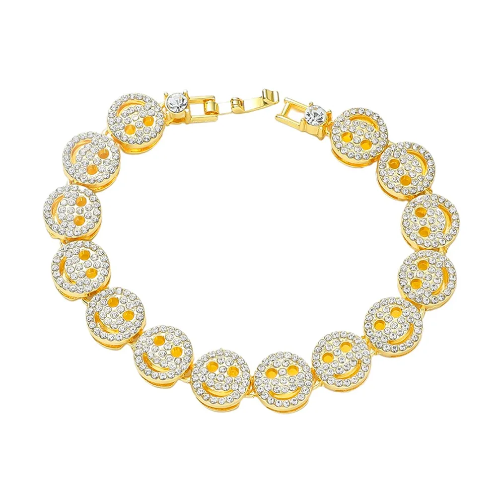 

Smiley Bracelet Face Charms Bracelet for Women Hot Fashion Silver Gold Color Handmade Stainless Steel Cuban Bracelet gift