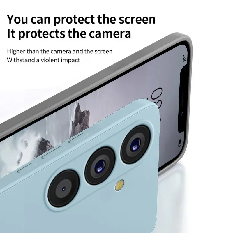 لسامسونج A54 5G حالة السائل سيليكون عدسة الكاميرا حامي الحالات الهاتف لسامسونج غالاكسي A54 A55 A15 5G لينة الغطاء الخلفي