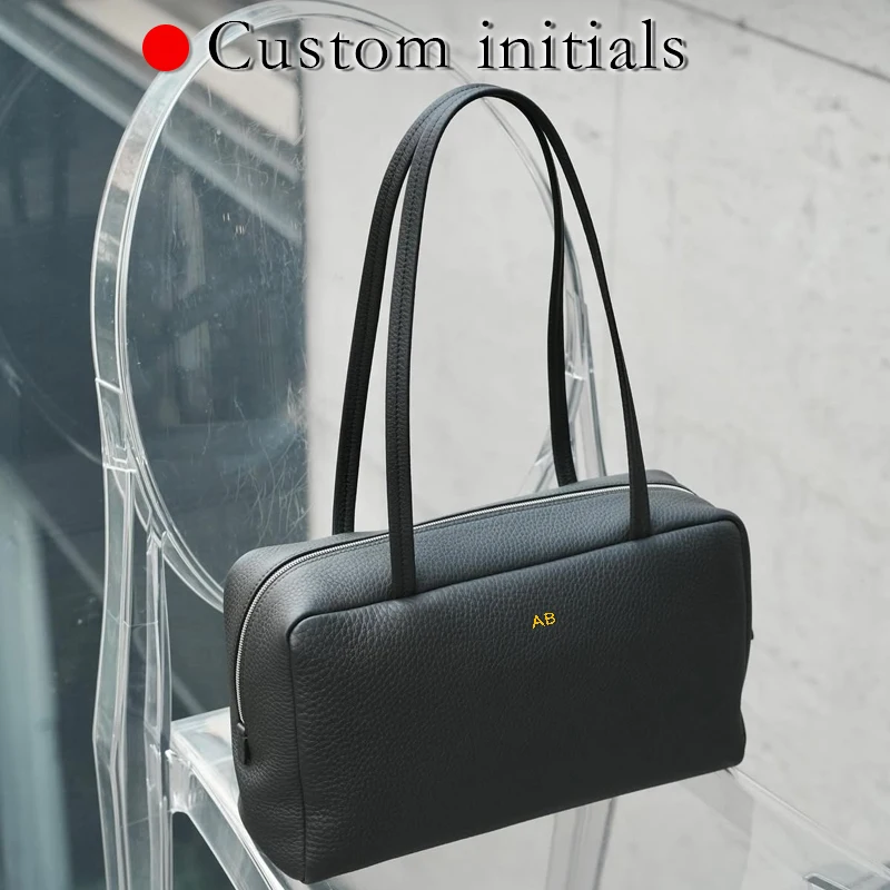 Custom Initials Leather Astra Bowler Bags For Women Luxury Designer Handbags Purses 2026 New In Cowhide Handle Underarm Shoulder