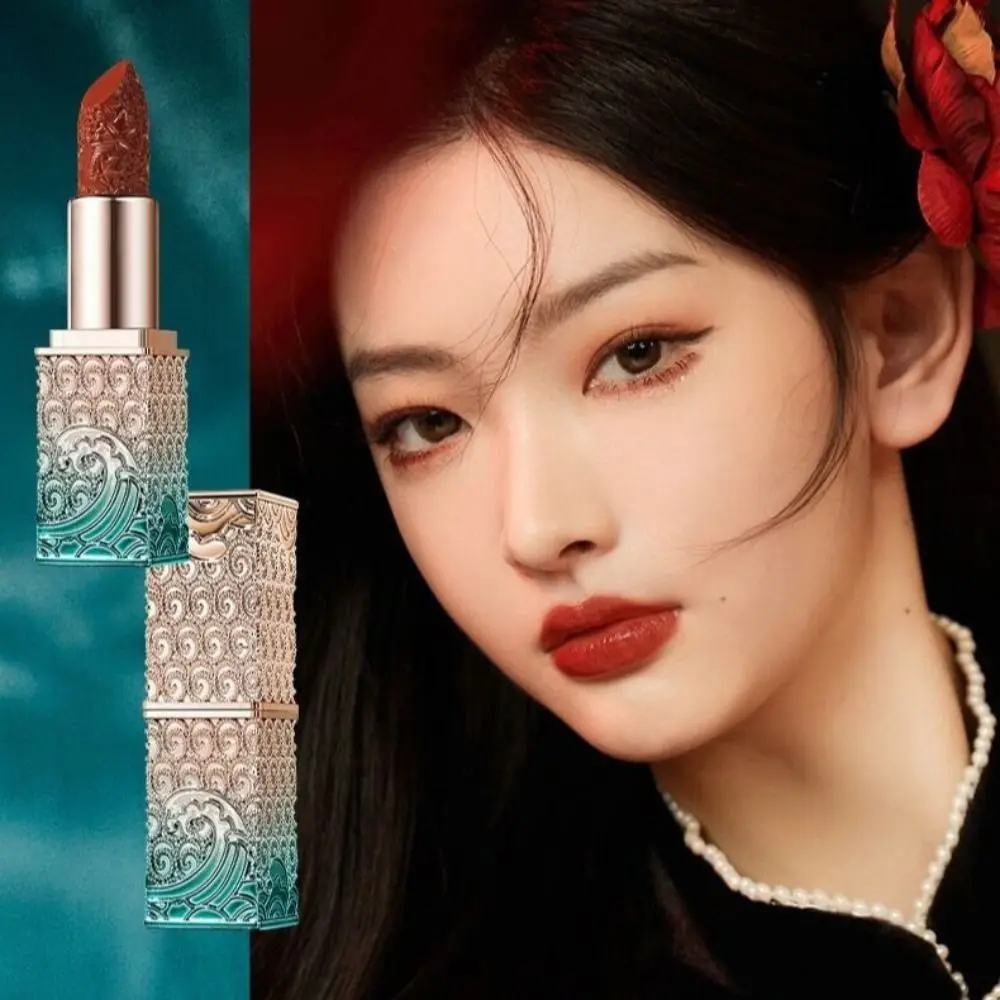 Vintage Phoenix Feather Carved Lipstick Long Lasting National Style Matte Mist Velvet Lip Glaze Matte Retro Lip Balm Lip Makeup