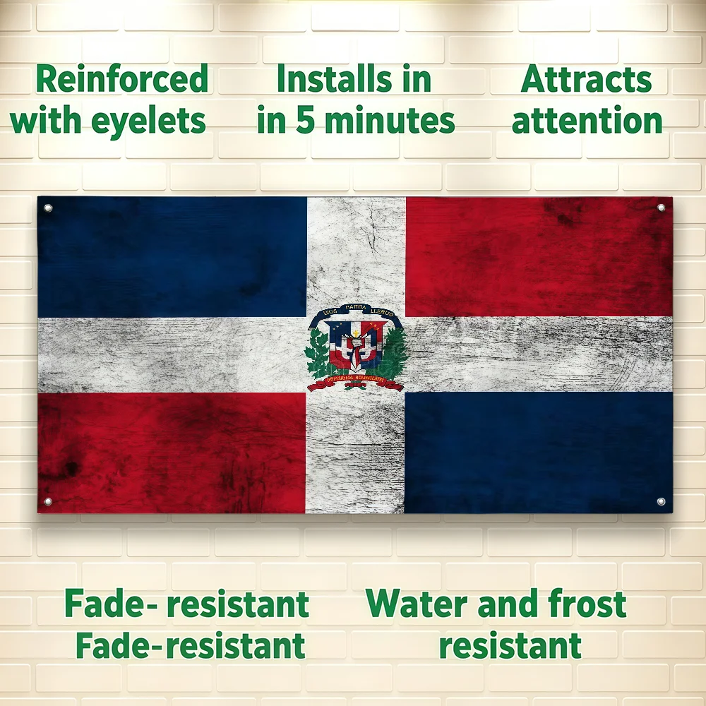 D-Dominican Republic flag For Room Dorm Camping Picnic Art Style Garage Bar wall Decoration Banner