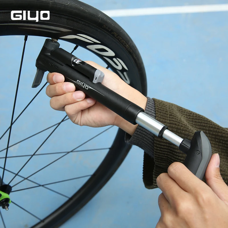 GIYO Portable 120Psi Bike Pump Aluminum Alloy Bicycle Hand Air Pump Tire Inflator Schrader Presta Valve MTB Road Cycling Pump