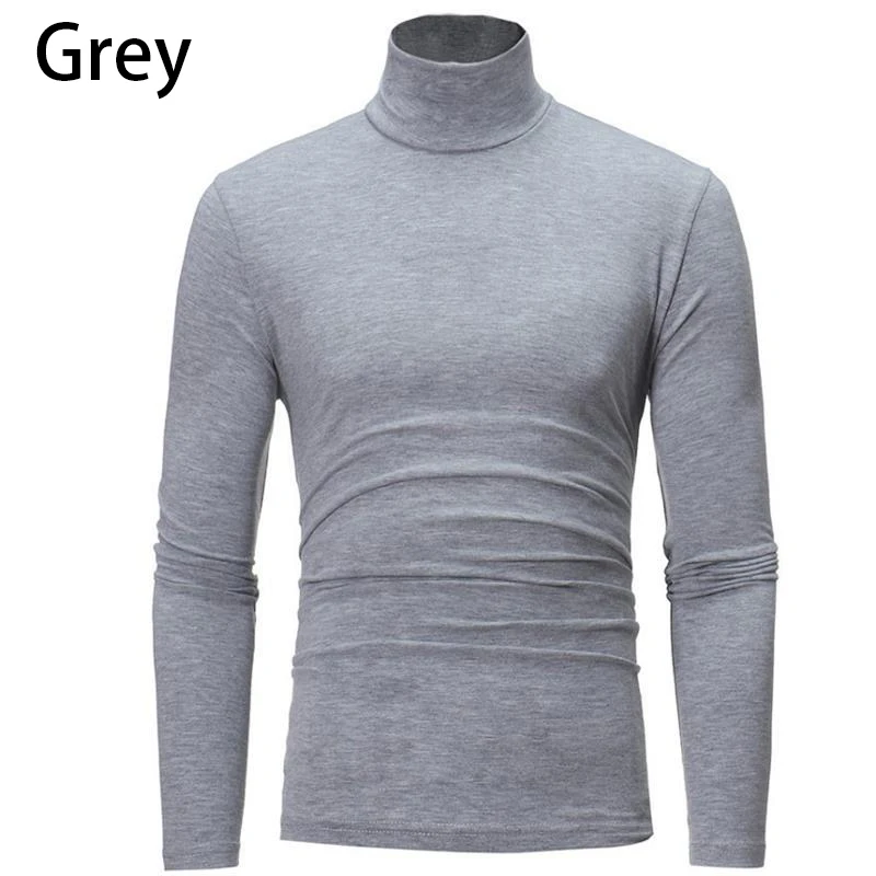 Fashion kaus dasar pria, baju atasan Sweater Turtleneck leher tinggi rajut, Pullover leher tinggi Slim Fit