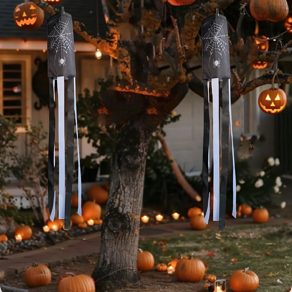 2PCS, Wind Daria Halloween Decoration Spider Web Windsock Celebration Graden Home Funny Party