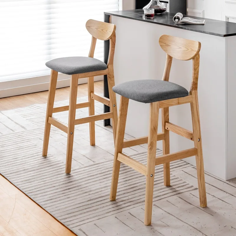 

Custom Luxury Nordic Design Wooden Barstool Modern Wooden Commercial Bar Stool Chair For Kitchen Counter Restaurant Use