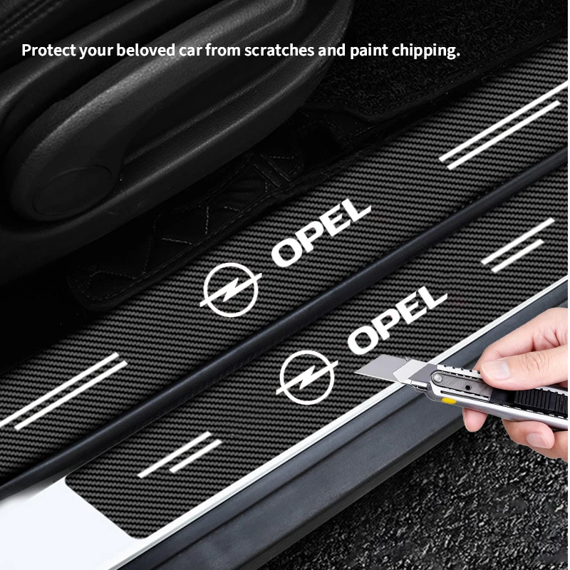 Protetor de Porta de Carro em Fibra de Carbono 3D, Fita Anti-Risco para Opel Insignia Astra Antara Meriva Zafira H G Corsa