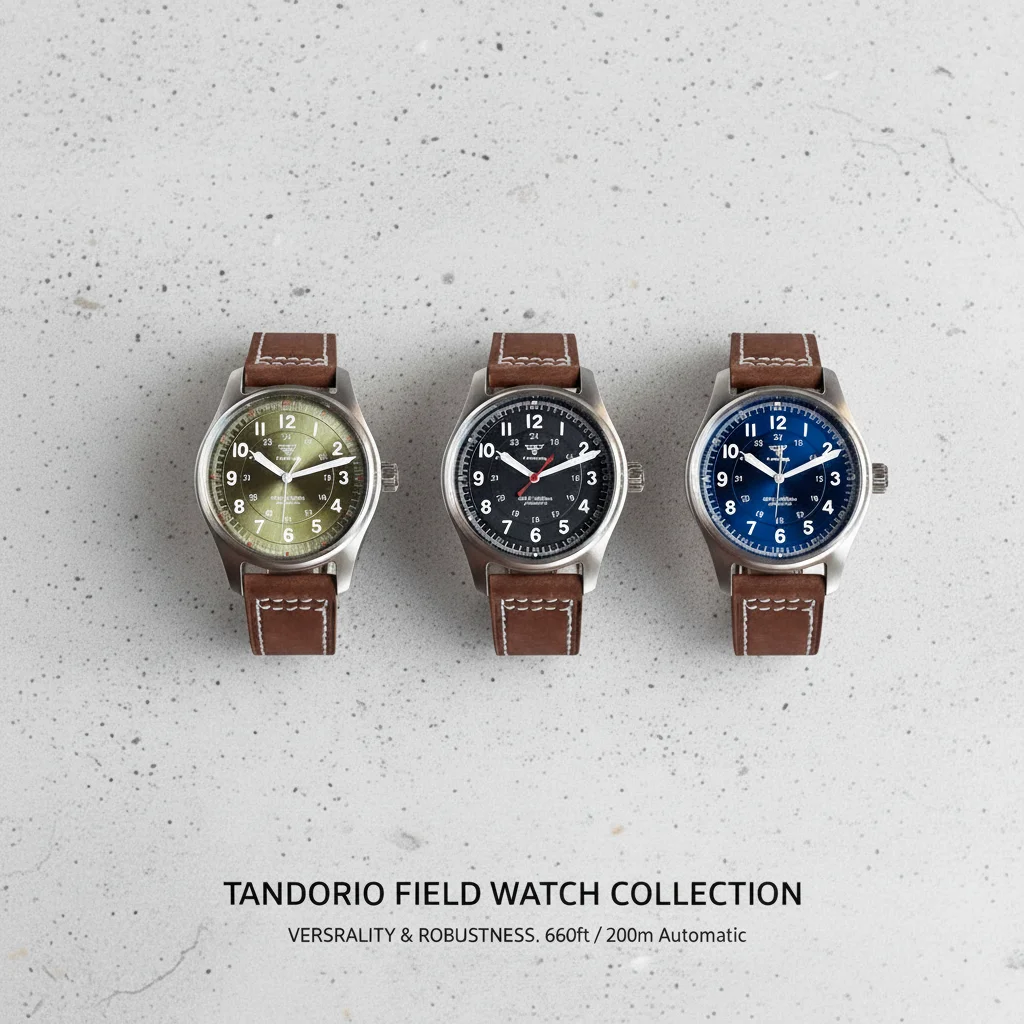 

Tandorio 39mm Pilot Watch Retro Sapphire Crystal NH35A PT5000 Miyota 8215 Automatic Men's Mechanical Watch Luminous Marks 20ATM