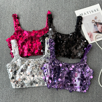 America Fashion Crop Top Women Sequined Bling Tank Tops Sexy Female Camis Club Hotsweet Camisole Summer Tanke 2024 Dropshipping
