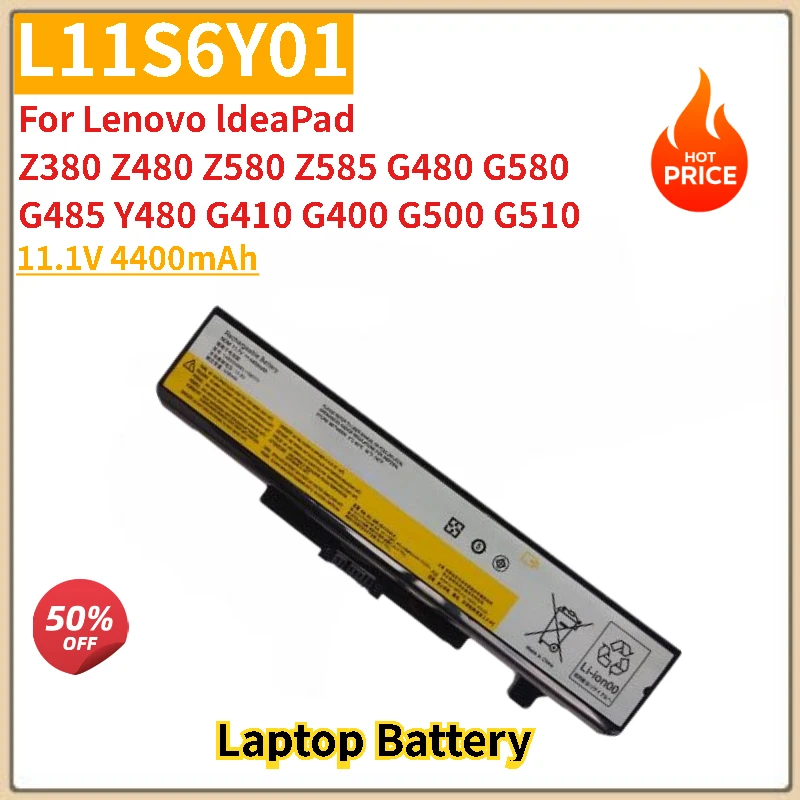 

100% New L11S6Y01 Laptop Battery 11.1V 4400mAh for Lenovo IdeaPad Y480 Y580 Series Compatible P/N:Z380 Z480 Z580 Z585 G480 G580